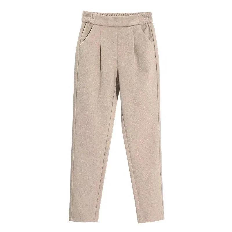 Woolen Pants Women's Autumn and Winter Korean Style Loose and Thin Straight Casual Pants Carrot Harem Trousers Warm and Fashionable