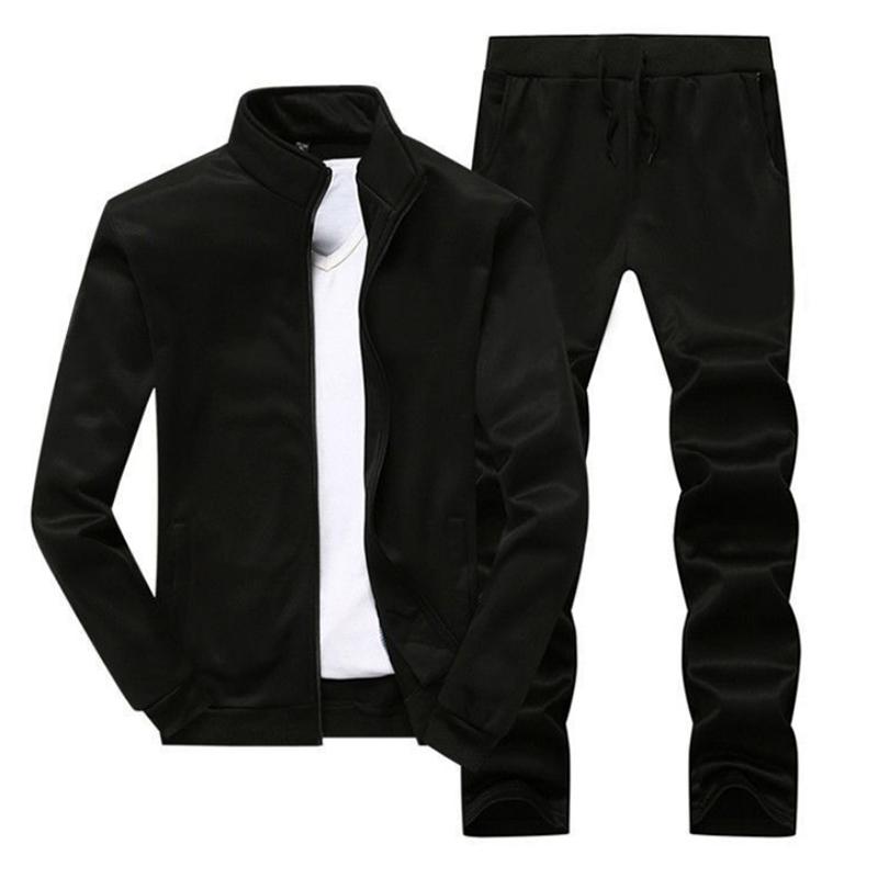 Spring and Autumn Men's Casual Loose Solid Color Suit Youth Outdoor Sportswear Running Suit Middle-aged Two-piece Men's
