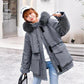 Winter All-match Loose Down Padded Jacket Women's Mid-length Waist Large Fur Collar Thickened Parker