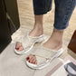 Size35-39 Summer Women Slippers Bohemian Beach Lightweight Slippers Wedge Platform Crystal Letter Sandals Outdoor High Heels