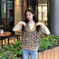 Leopard V-neck Sweater Vest Women's Loose Wild Pullover Knitted Sleeveless Sweater