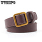 Golden Square Buckle Belt Retro Popular Non-porous Soft Belt Jeans with Women