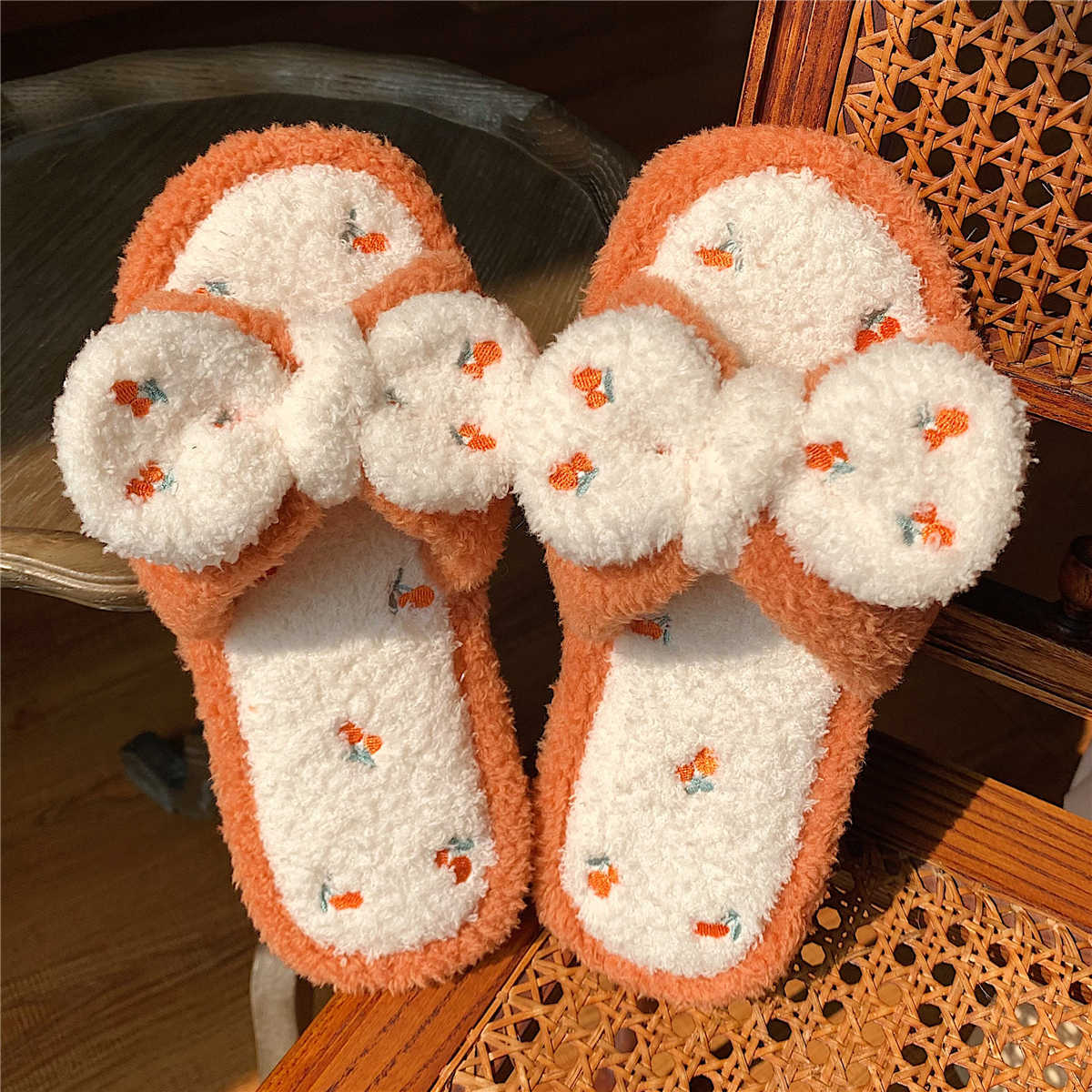 Cute Cotton Slippers Warm Autumn and Winter Flat Shoes Indoor Non-slip Cotton Shoes Soft Shoes