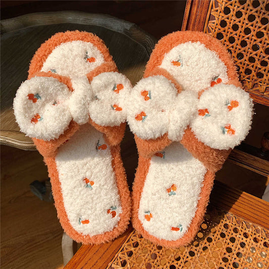 Cute Cotton Slippers Warm Autumn and Winter Flat Shoes Indoor Non-slip Cotton Shoes Soft Shoes