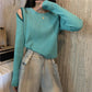 Autumn Loose Knit Sweater Women's Student Off-shoulder Long-sleeved Sweater White Bottoming Clothes