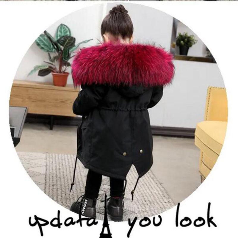 Kids Fur Parkas for Boys and Girls Winter Thick Warm Hooded Faux Fur Coat Unisex  Parka Jacket with Faux Fur Collar Outwear