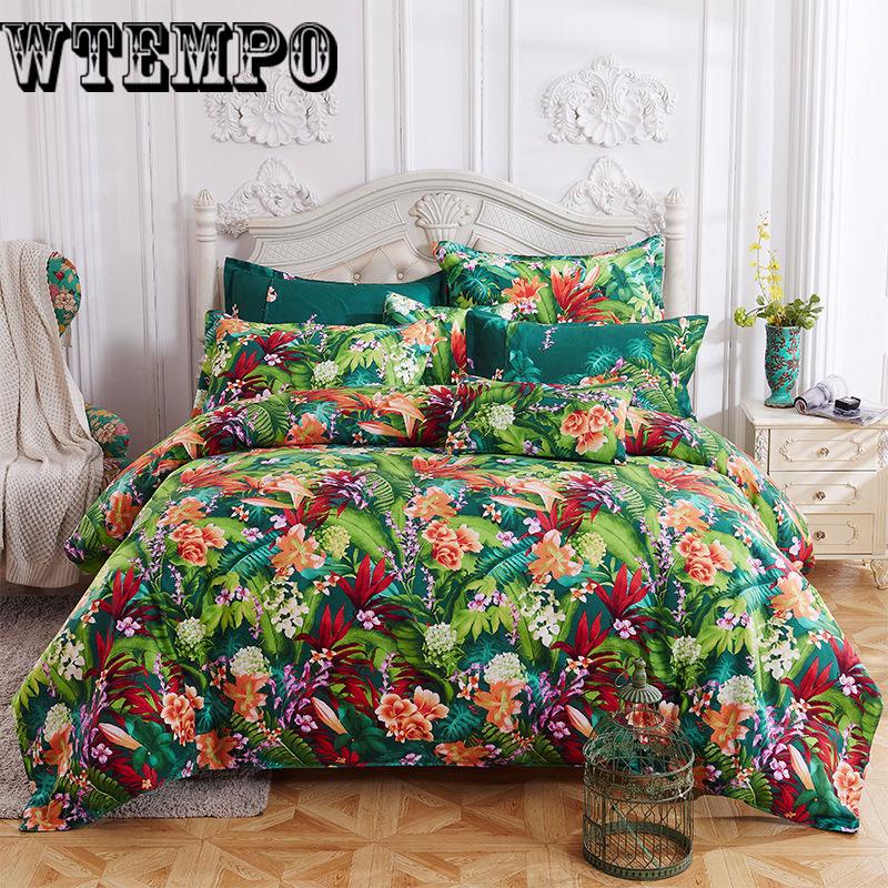 Duvet Quilt Cover Colorful Flower Reversible Soft Bedding Set Bed sheet Queen King size