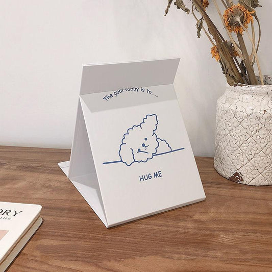 Cute Girls Ladies Folding Mirror Desktop Creative Portable Cartoons Makeup Mirror HD Thin and Light Travel Out Household Essentials