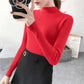 Autumn and Winter Half Turtleneck Short Sweater Long-sleeved Bottoming Solid Color Top