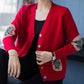 Knit Cardigan Autumn and Winter V-neck Button Coat Loose Long-sleeved Sweater