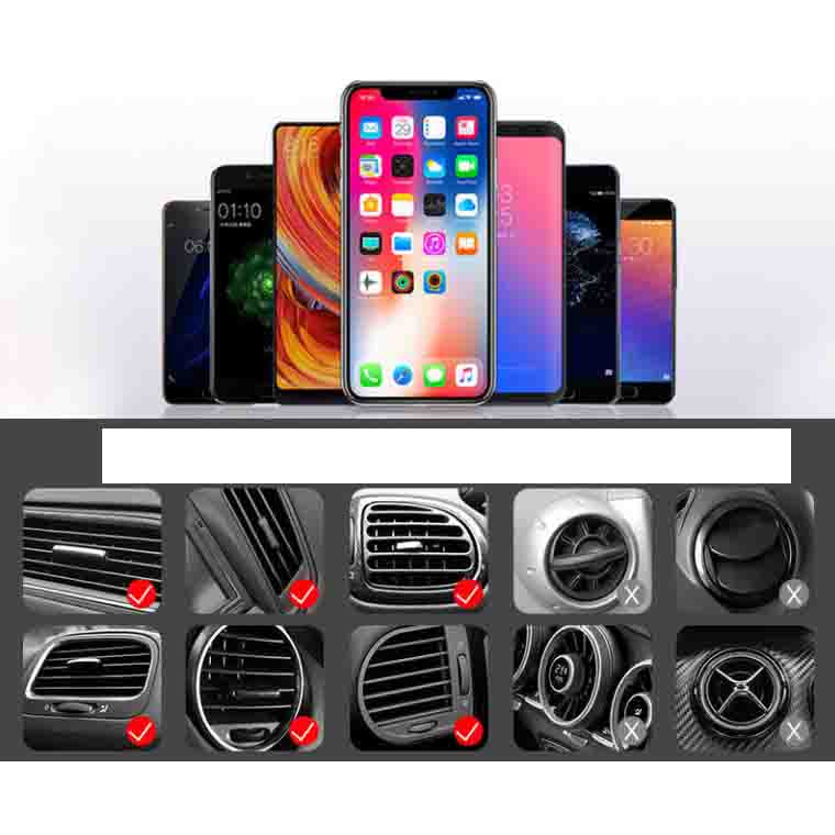 Universal Car Mobile Phone Aluminum Alloy Gravity Support Holder Air Vent Mount Stand No Magnetic