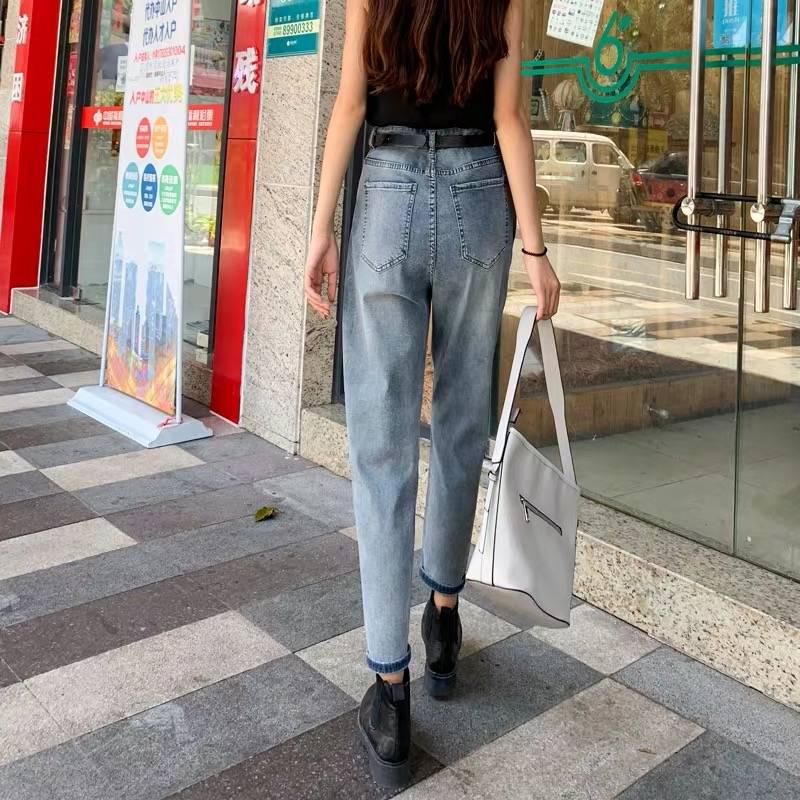 WTEMPO Jeans Women's High Waist Was Thin and Tall Loose and Wide-legged Harlan Straight Radish Dad Pants