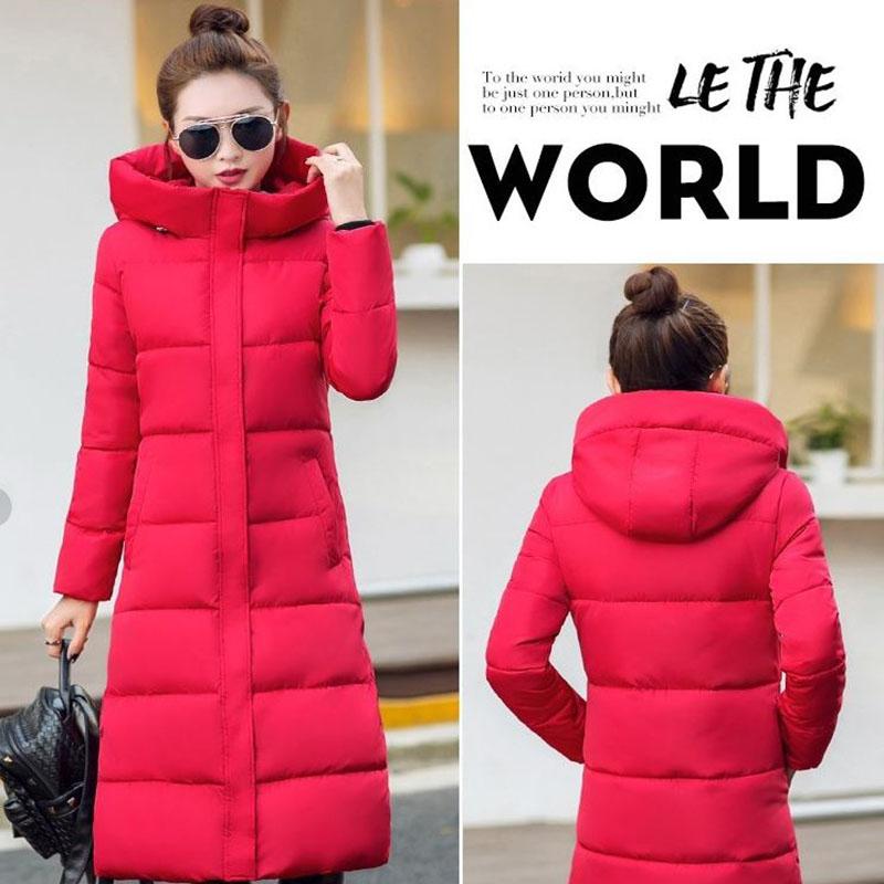 Winter Down Cotton White Duck Down Warm Hooded Jacket Thickened Warmth Long Over-the-knee Women's Cotton Jacket