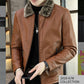 Leather Jacket Men's Winter Green Middle-aged Plus Velvet Thickening Men's Leather Jacket Jacket Fur One Parker Men's Clothing