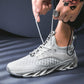 Men's Shoes Sports Casual Running Breathable Rubber Lace-up Mesh Shoes Has Elasticity Reduce Vibration