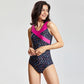 Plus Size Simple Printed One-piece Swimsuit Women Cover Belly Show Thin Flower Swimwear Beach Seaside Swimming Suit Breathable