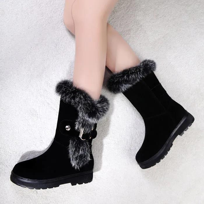 Snow Boots Women's Mid-tube Winter Plus Velvet Thickening Warmth Non-slip Flat Cotton Boots Women