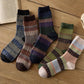 5 Pairs Retro Flower Socks Autumn Winter Ethnic Style Cotton Stockings Thick Thermal Line Diamond Knitted Warm Warm Socks Mid Tube Socks