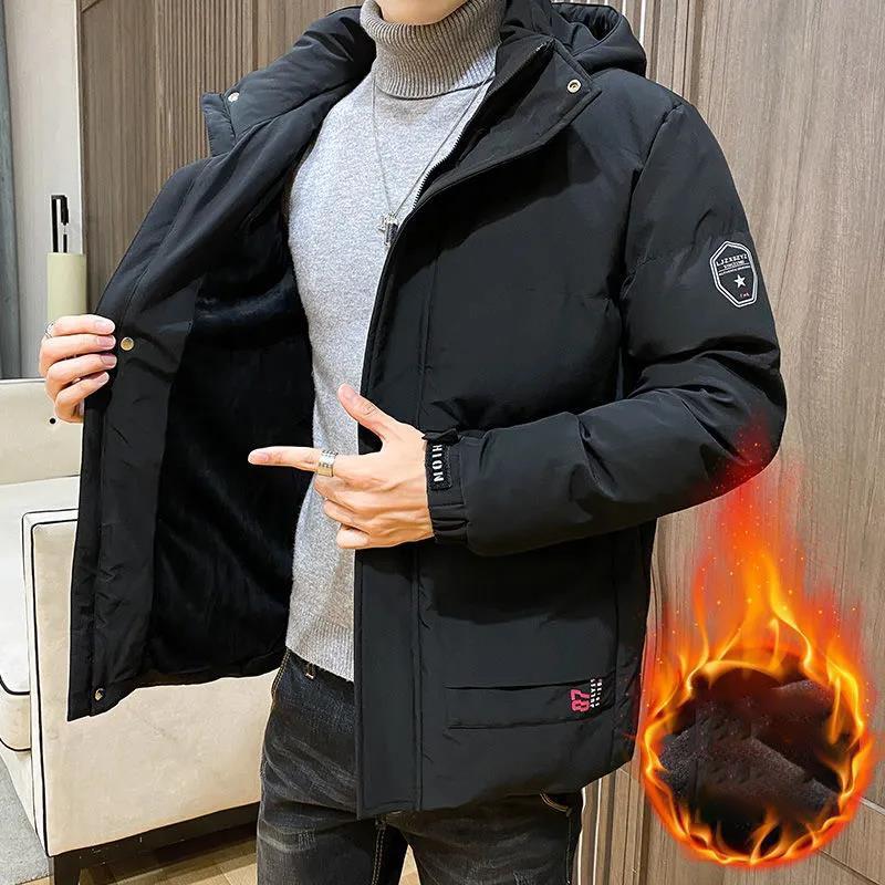 Winter Padded Jacket Men's Plus Velvet Thick Warm Sports Casual Jacket Young and Middle-aged Men's Winter Warm Down Jacket