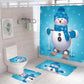Christmas Bathroom Supplies Shower Curtain Mat Set Santa Claus Elk Snowman Digital Printing Cartoon Full Polyester Bathroom Curtain Four-piece Set