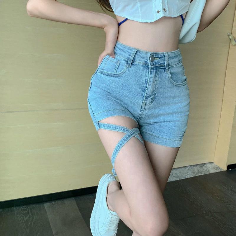 Summer Hong Kong Taste Design Denim Shorts Female Girl Sexy Leggings Ins Slimming Straight Wild