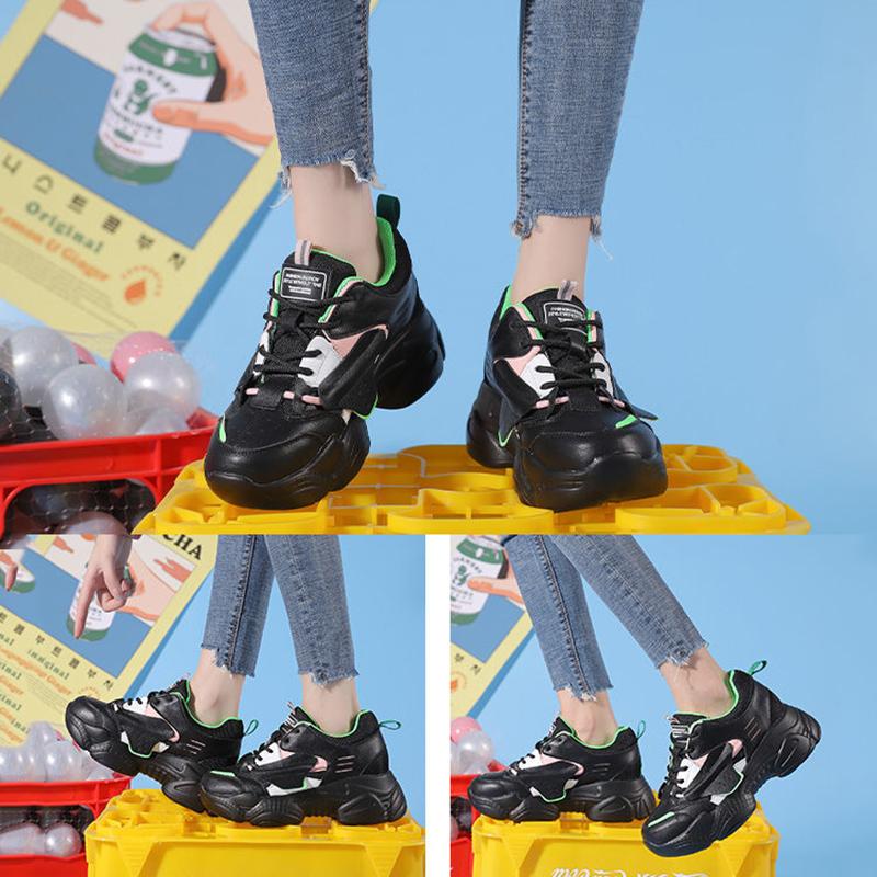 Thick-soled Heightened Travel Running Shoes Casual Student Breathable Sneakers All-match Comfortable Women Walking Sneakers