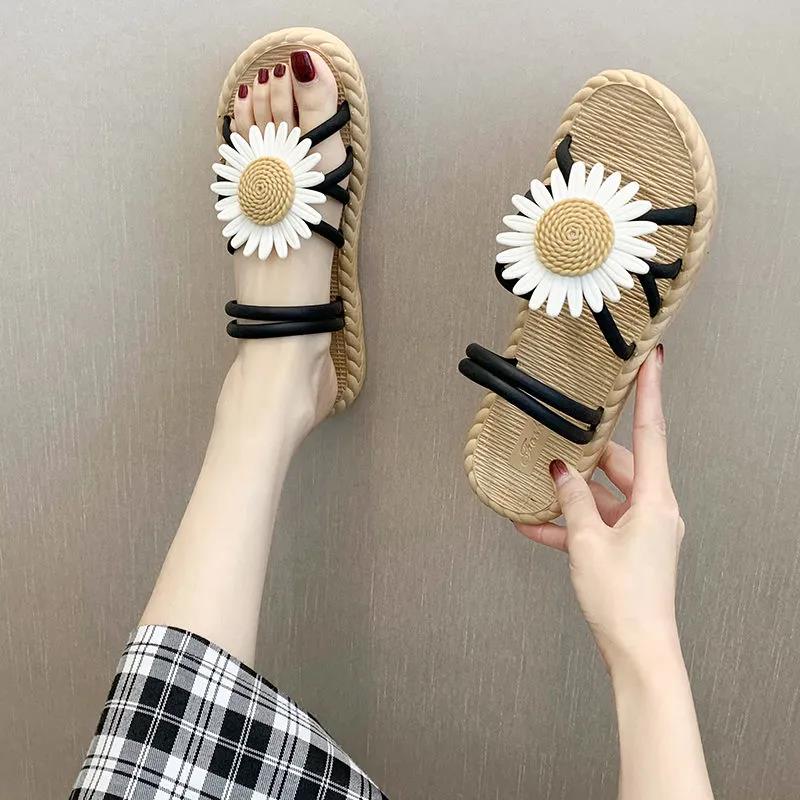 Women's Shoes Summer All-match Wear Student Slippers Female Fairy Flat Transparent Simple Sandals and Slippers Women