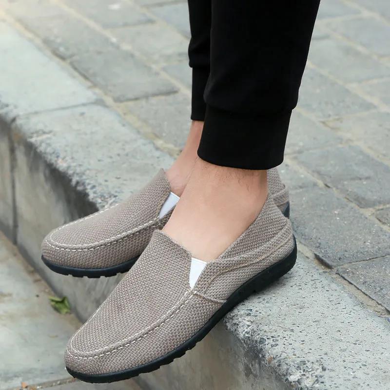 New Style Loafers Young Men's Linen Breathable Soft-soled Canvas Casual Shoes