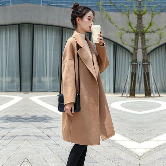 Spring and Autumn Woolen Coat Women Loose Casual Fashion Coat