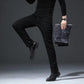 Men's Autumn and Winter Fleece Padded Black Trousers Large Size Straight Elastic Black Jeans for Business Men