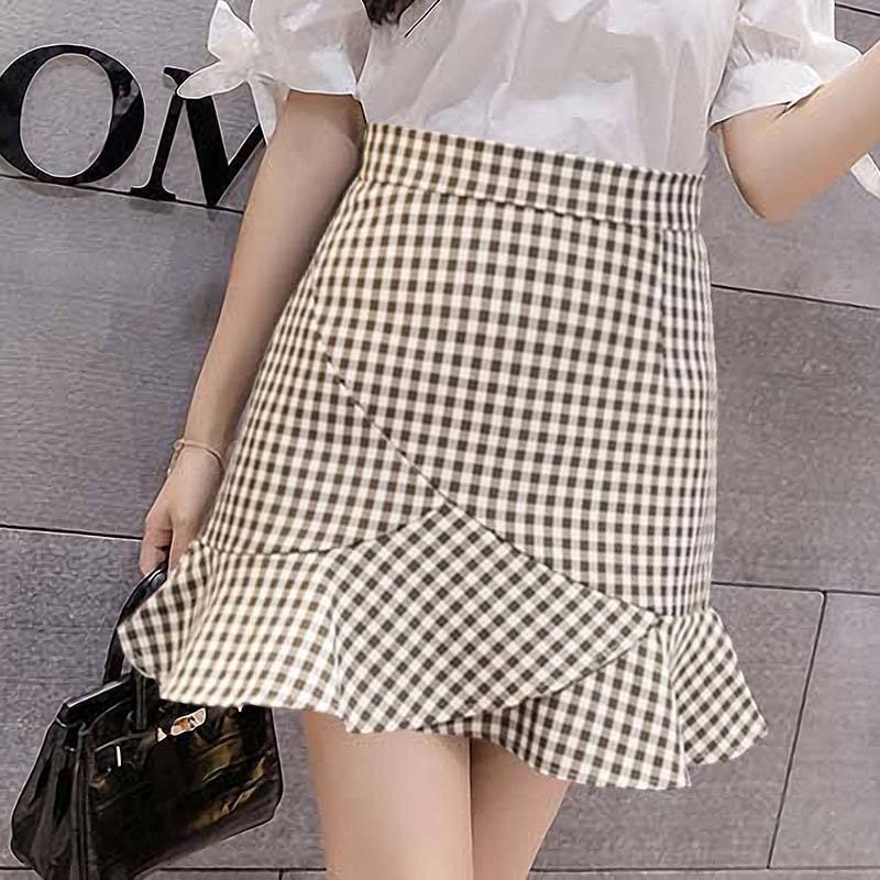 High-waisted Fishtail Skirt Short Skirt Women's Half-length Skirt A-line Skirt Summer Thin Hip Ruffled Shorts Skirt Sexy and Cute