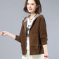 Corduroy Short All-match Hooded Loose Coat Women's Spring and Autumn Korean Plus Size Female Thin Top All Match Short Outerwear