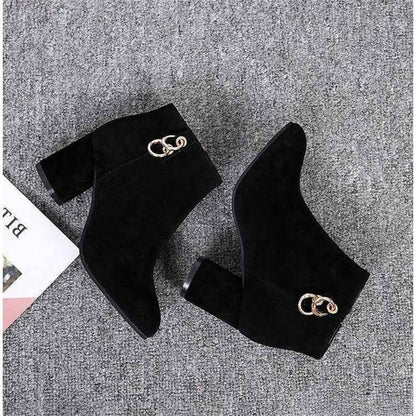 Autumn Winter Suede Casual Chelsea Boots Women's Fashion Ankle Boots Winter Plush Warm Women's Boots