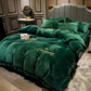 4pcs  Fleece Bedding Set Pure Color  Bed Sheet Quilt Cover Pillowcase Winter Warm Bedding