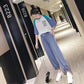 Loose Casual Suit Women's Summer Slimming Sportswear Lightweight Breathable Sweat-absorbent Two-piece Round Neck Short-sleeved T-shirt + Sports Pants
