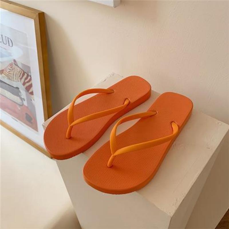 Solid Color Cute Cartoon Sandals Female Summer Couple Non-slip Outside Wear Ins Tide Beach Flip Flops Male