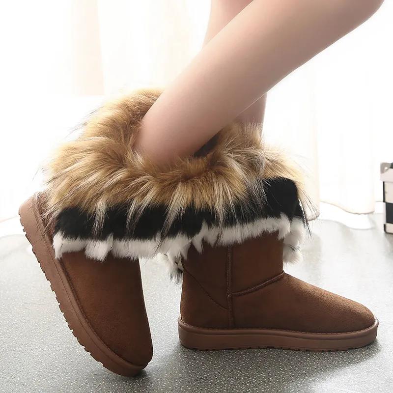 Cotton Shoes Women's Winter Plus Velvet Snow Boots Women's Long Tube Hairy Edge High Waist Thick Bread Shoes Tide