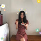 Retro Red Floral Dress Female Spring Summer V-neck Short-sleeved Fashion Waist Mini Skirt Wild Casual Slim