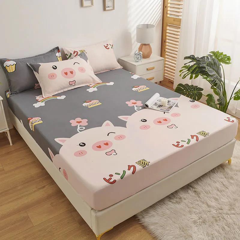 Non-fading Non-slip Mattress Protector Bed Cover All-inclusive Simmons Mattress Cover Cotton Cartoon Style