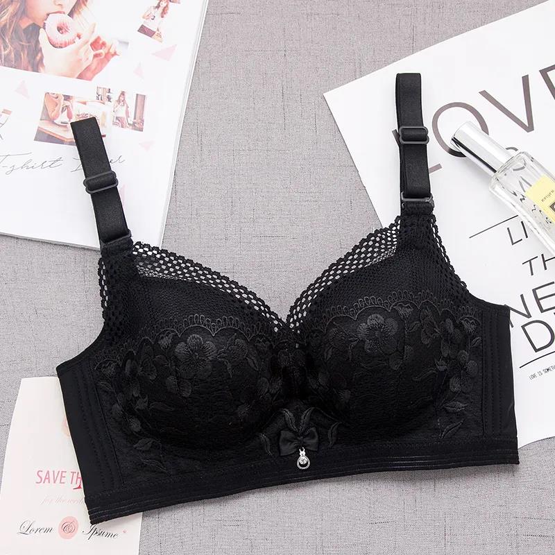 Thin Sexy Lace Non-magnetic No Steel Ring Gather Bra Anti-sagging Breast-receiving Breathable Bra