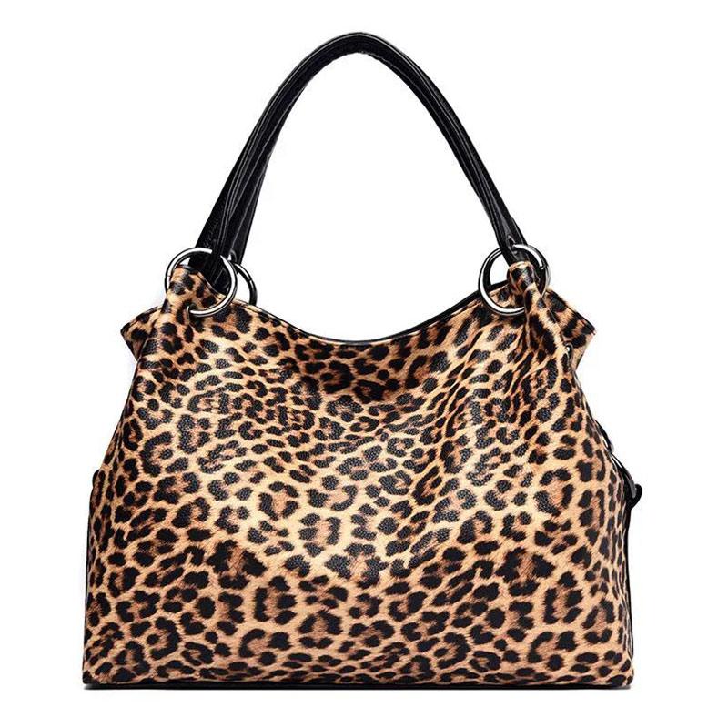 Leopard-print Genuine Leather Women's Bag Large-capacity Shoulder Bag Armpit Bag Soft Leather Mother Bag