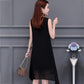 Chiffon XL-XXXXXL Plus Size Summer Chinese Style Dress Knee-length Solid Printed Over-the-knee Vest Skirt