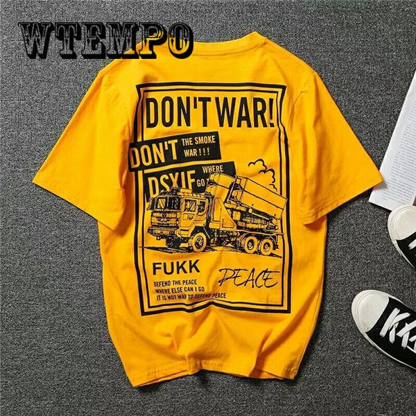 WTEMPO   T Shirt Summer Fashion Loose Tshirts  Print Tshirt Men O-neck T-shirt Man