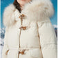 Children's White Duck Down Jacket Girl Mid-length Warm Winter Clothes Plus Fleece Padded Jacket
