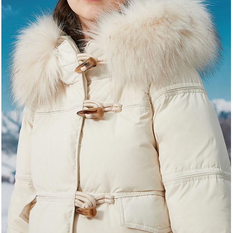 Children's White Duck Down Jacket Girl Mid-length Warm Winter Clothes Plus Fleece Padded Jacket