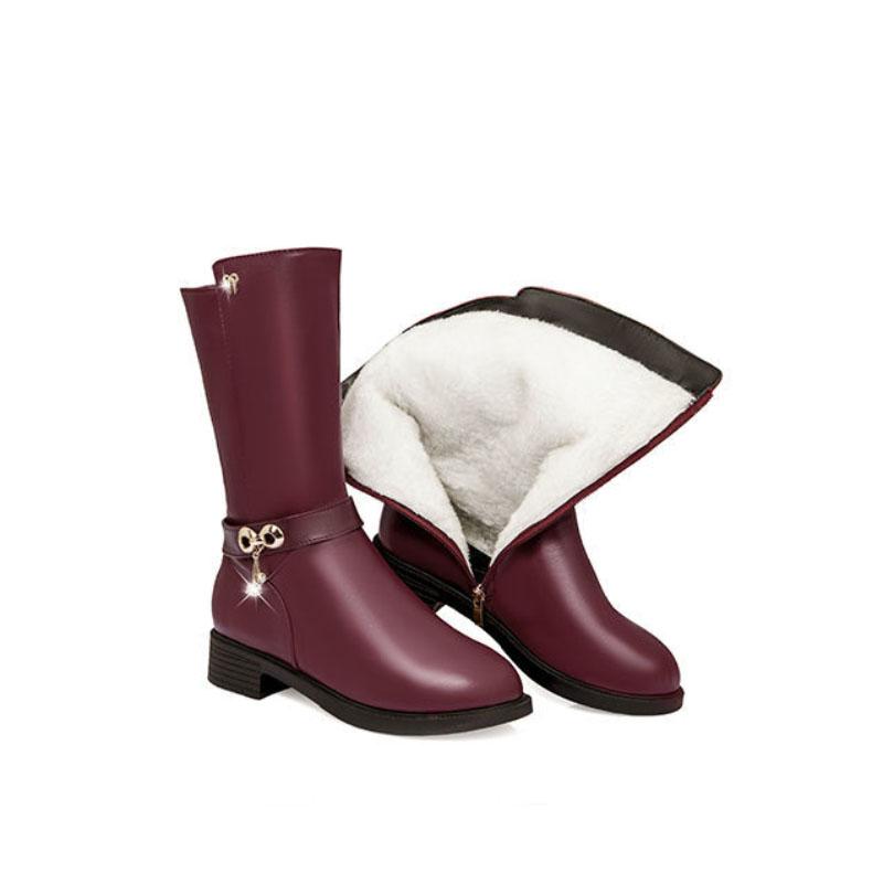 Autumn and Winter Warm and Comfortable Shoes Low-heel Mid-tube Boots Plus Velvet Padded Cotton Shoes