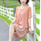 Middle-aged Mother XL-XXXXXL Women's Summer Dress Chiffon Veil Short Sleeve Round Neck Printing