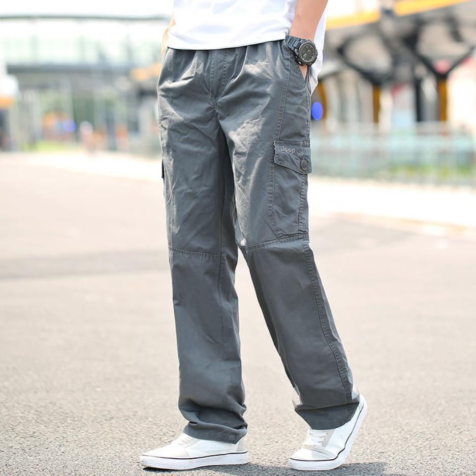 Summer Thin Straight Overalls Men's Large Loose Outdoor Casual Pants Multi Pocket Long Pants