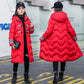 Girls' Long Padded Jacket Fashion Children's Over The Knee Long Padded Jacket