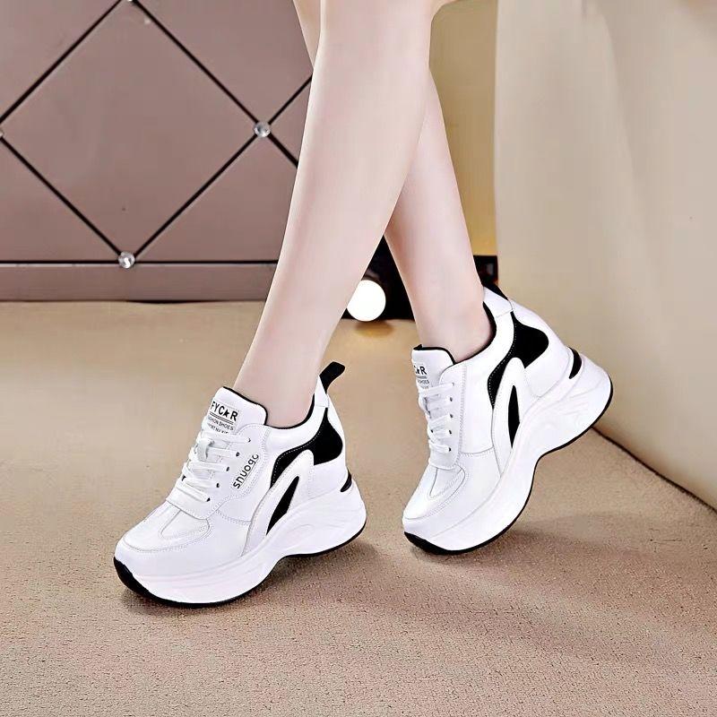 Inner Increase Sports Shoes Women's Spring and Autumn 2021 Fashion Thick-soled White Shoes Casual All-match Thin Daddy Shoes Net Shoes
